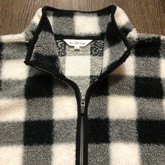 Vintage Northern Reflections Black & White Checkered Sherpa Vest - Picture 17 of 17